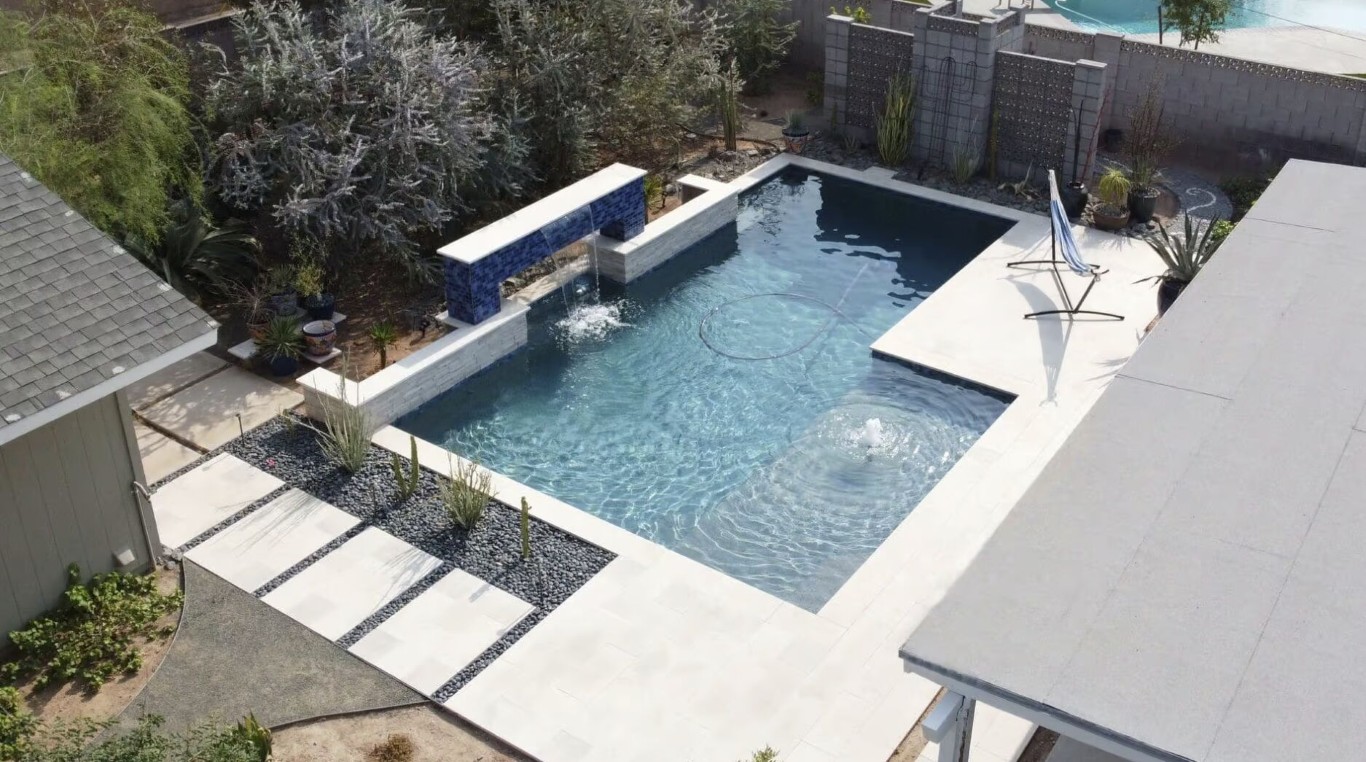 Modern residential pool with professionally maintained filtration system in Seguin, TX